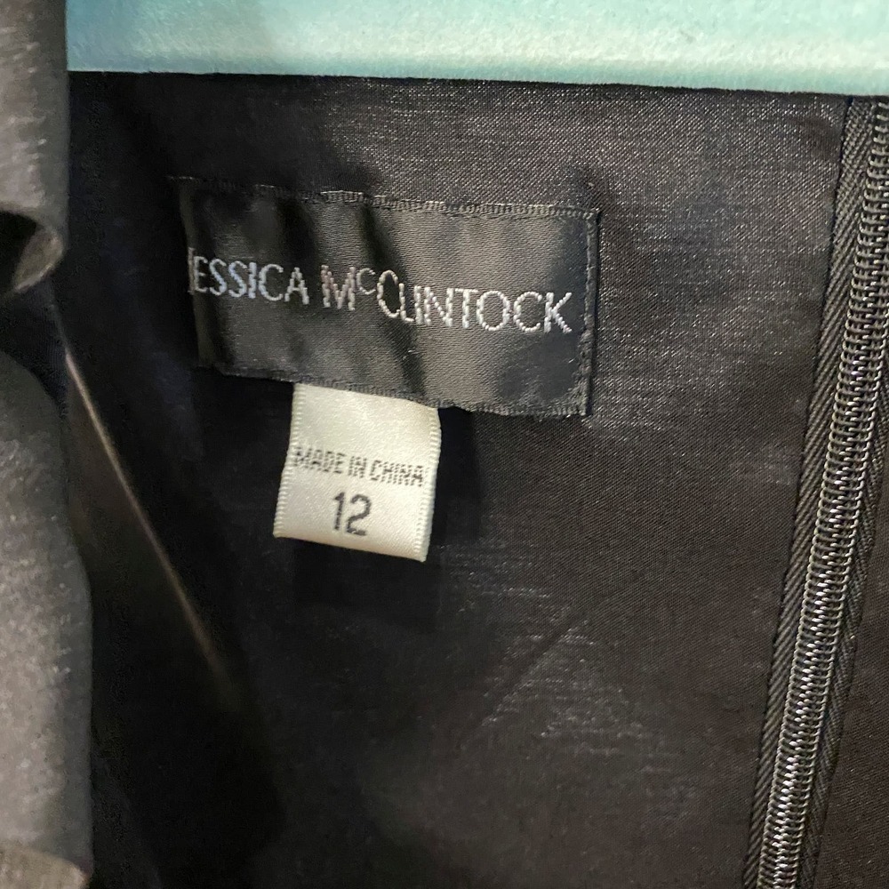 Jessica McClintock Black Cocktail stretch Evening Dress sleeveless size 12 - Picture 4 of 6